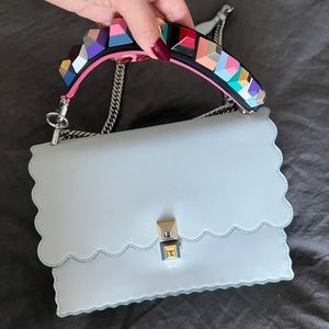 Fendi Kan I Bag Leather Medium Blue